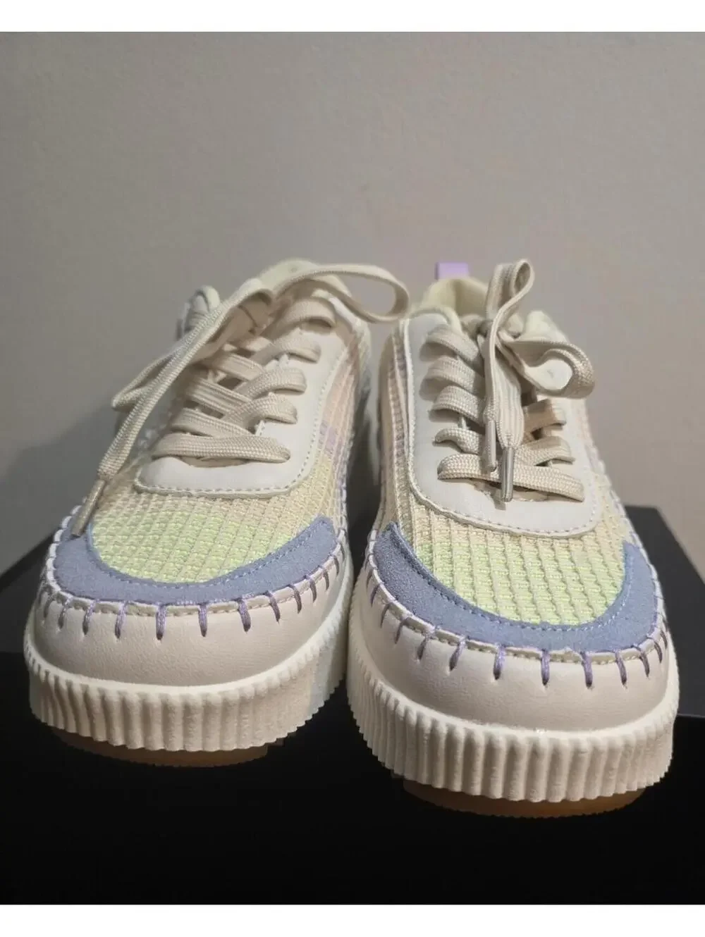 Nicole Miller Women's Woven Mixed-Media Platform Sneakers Shoes - Size 8